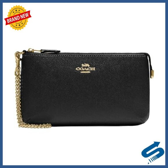 Large Crossgrain Leather Wristlet with Chain Strap, 8 Card Slots - Picture 2 of 7